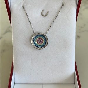 Sterling silver evil eye pendant plated 14k